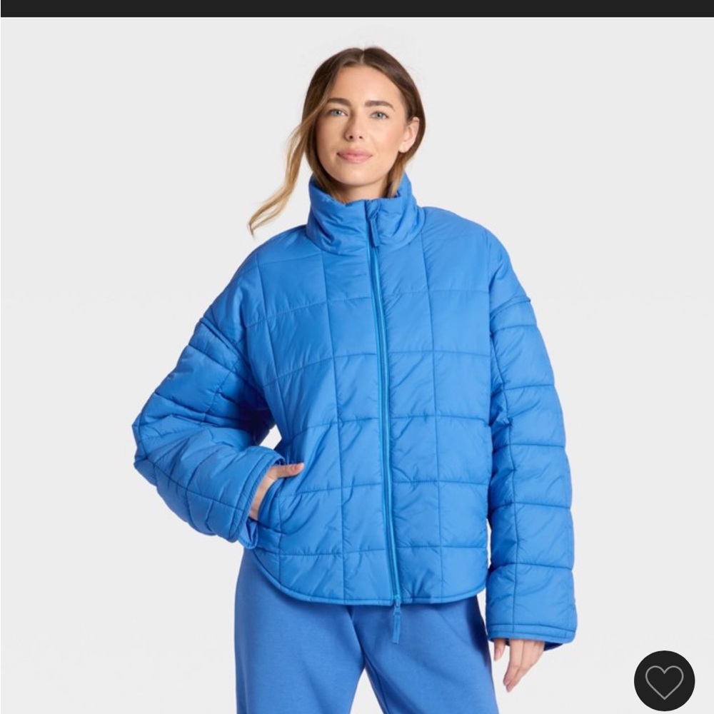 JoyLab oversized quilted Blue Puffer Jacket